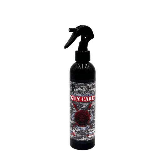 Cleaning a rifle barrel using CLP gun cleaner and a cleaning rod.