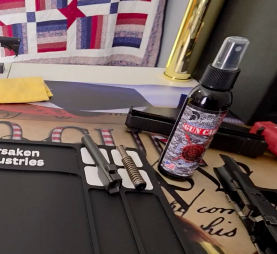 Pro Gun reviewing Forsaken Industries CLP gun cleaner during firearm maintenance