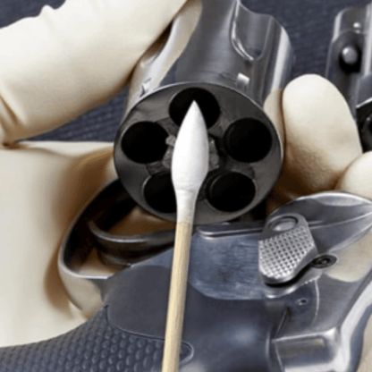 Using Forsaken Industries 6-Inch Pointed Bamboo Cotton Swab to precision clean revolver cylinder and firearm components