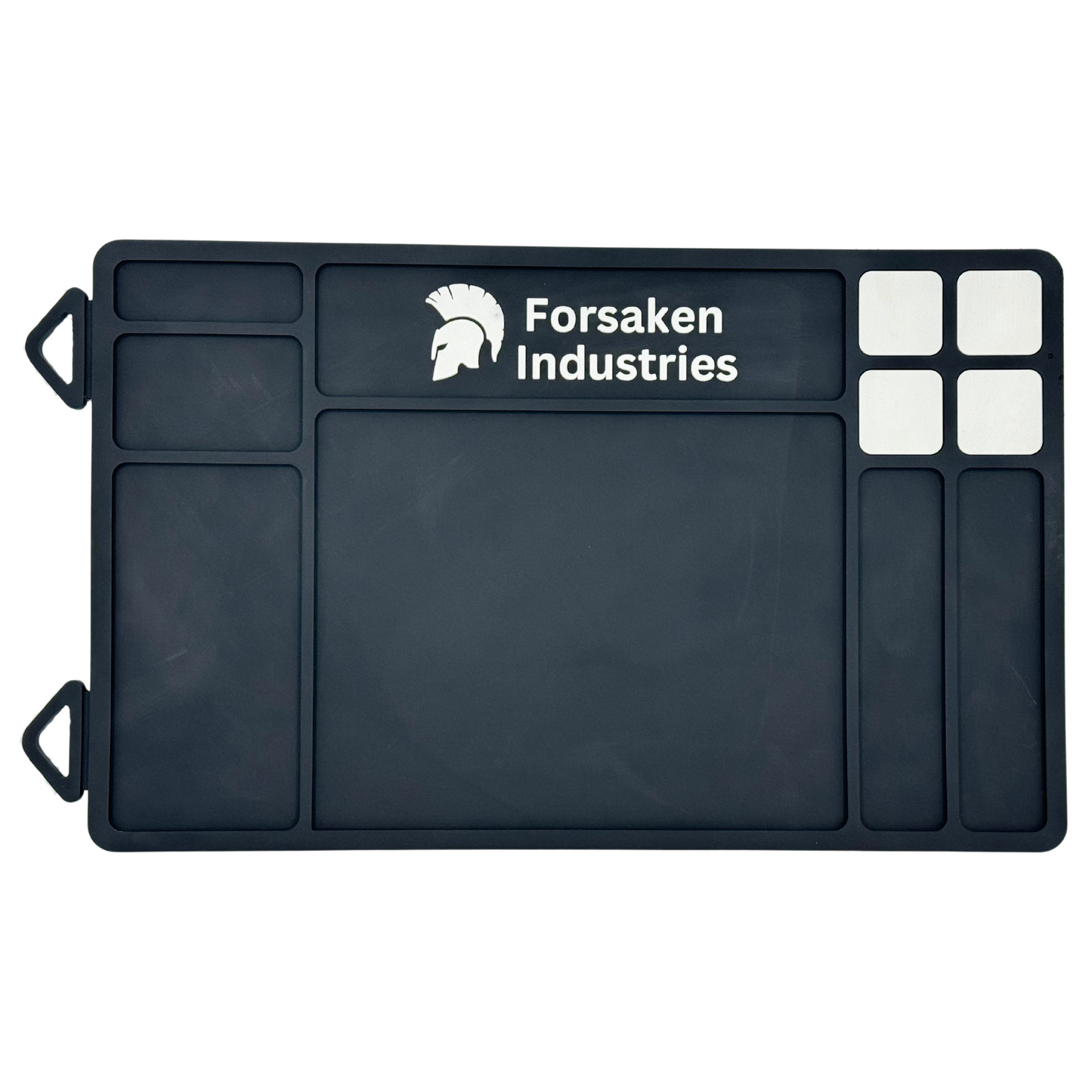 Forsaken Industries Magnetic Weapons Cleaning Mat full top view with magnetic zones and spacious work surface